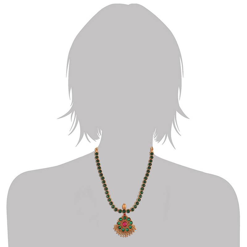 Designed Traditional Brass Jewellery Set With Earrings Glided with Kundan 