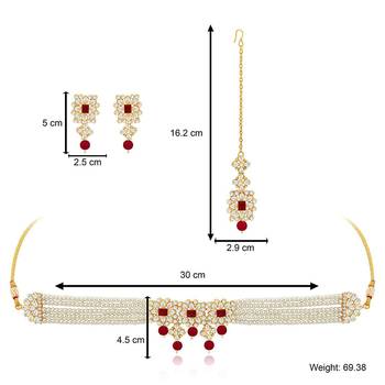 Traditional Pearl & Kundan Necklace Set with Maang Tikka for Women (ML224WM) 5