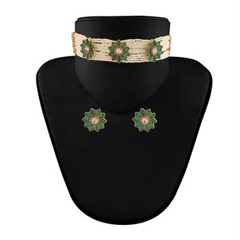 Handcrafted Ethnic Beaded Choker with Earrings For Women/Girls (ML228WG) 4