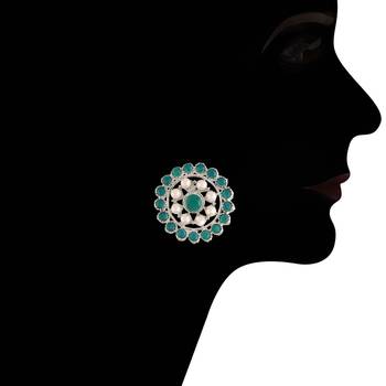 Green beaded_jewellery Rhodium Alloy   Necklace   with Pair of Earring 4