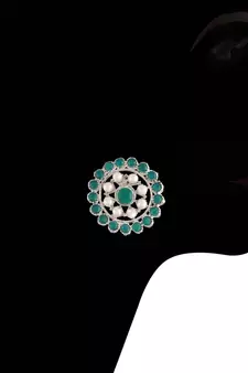 Green beaded_jewellery Rhodium Alloy   Necklace   with Pair of Earring