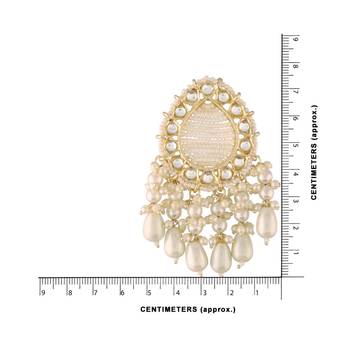 Traditional Kundan Studded Pearl Drop Earrings For Women  4