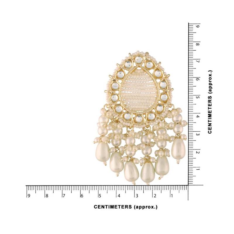 Traditional Kundan Studded Pearl Drop Earrings For Women 