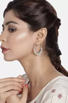 Silver Plated Pearl Chandbali Earring For Women