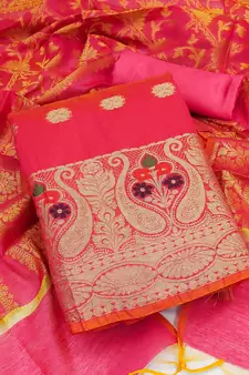 Pink embroidered banarasi salwar