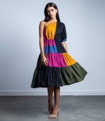Multicolored Arana-Paneled-Dress