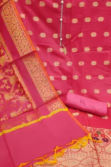 Pink embroidered banarasi salwar