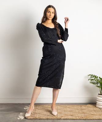 Black Meline Emberoidered Dress 1
