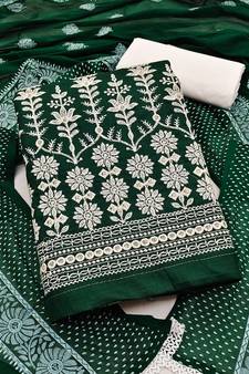 Green embroidered cotton salwar