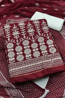 Maroon embroidered cotton salwar