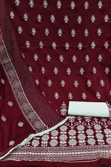 Maroon embroidered cotton salwar