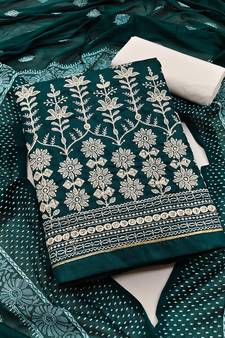 Green embroidered cotton salwar