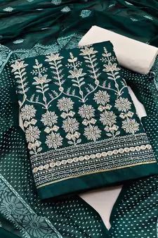 Green embroidered cotton salwar