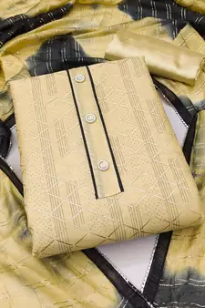 Yellow embroidered chanderi salwar