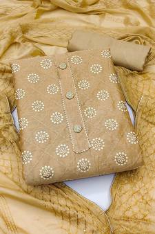 Beige embroidered chanderi salwar