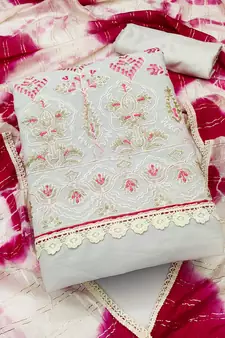 Grey embroidered georgette salwar