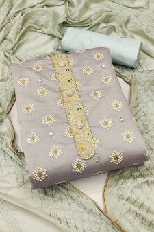 Grey embroidered chanderi salwar