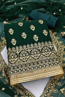 Green embroidered georgette salwar