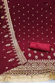 Maroon embroidered georgette salwar