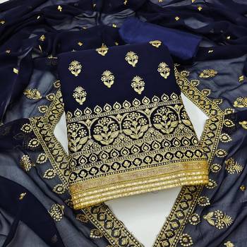 Navy-blue embroidered georgette salwar 1