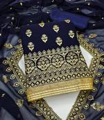 Navy-blue embroidered georgette salwar