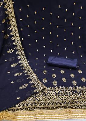 Navy-blue embroidered georgette salwar 2