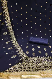 Navy-blue embroidered georgette salwar