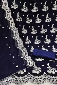 Blue embroidered georgette salwar