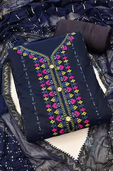 Blue embroidered chanderi salwar