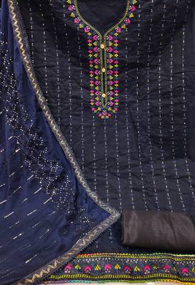 Blue embroidered chanderi salwar 2