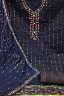 Blue embroidered chanderi salwar