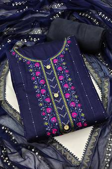 Blue embroidered chanderi salwar