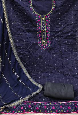 Blue embroidered chanderi salwar 2