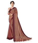Maroon printed chiffon saree with blouse