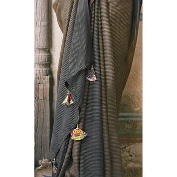 Brown printed pure chiffon saree with blouse 3