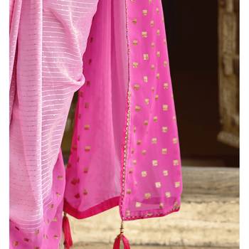 Pink embroidered pure georgette saree with blouse 3