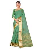 Green plain organza saree with blouse