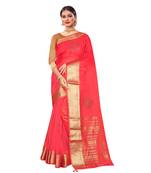 Magenta plain organza saree with blouse