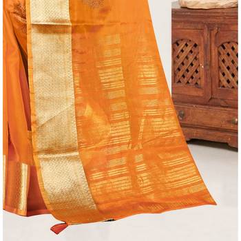 Mustard plain organza saree with blouse 3