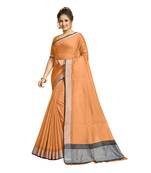 Orange woven cotton silk saree with blouse