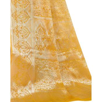 Yellow woven art silk saree with blouse 3