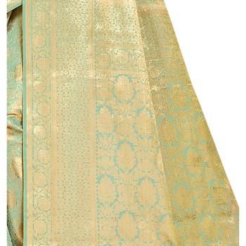 Light green woven art silk saree with blouse 3