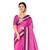 Rani pink plain cotton silk saree with blouse