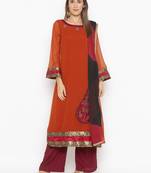 Orange embroidered georgette salwar
