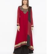 Maroon embroidered georgette salwar