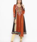 Orange embroidered georgette salwar