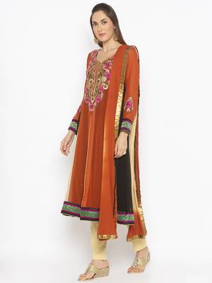 Orange embroidered georgette salwar 2