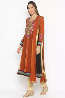 Orange embroidered georgette salwar