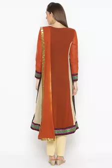 Orange embroidered georgette salwar