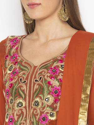 Orange embroidered georgette salwar 4